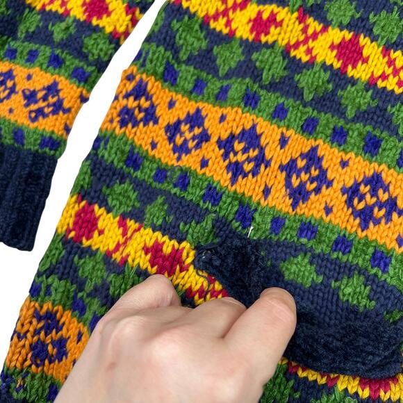 Tommy Hilfiger Colorful Geometric V-Neck Grandpa Cardigan Sweater FLAW Large - Picture 4 of 5